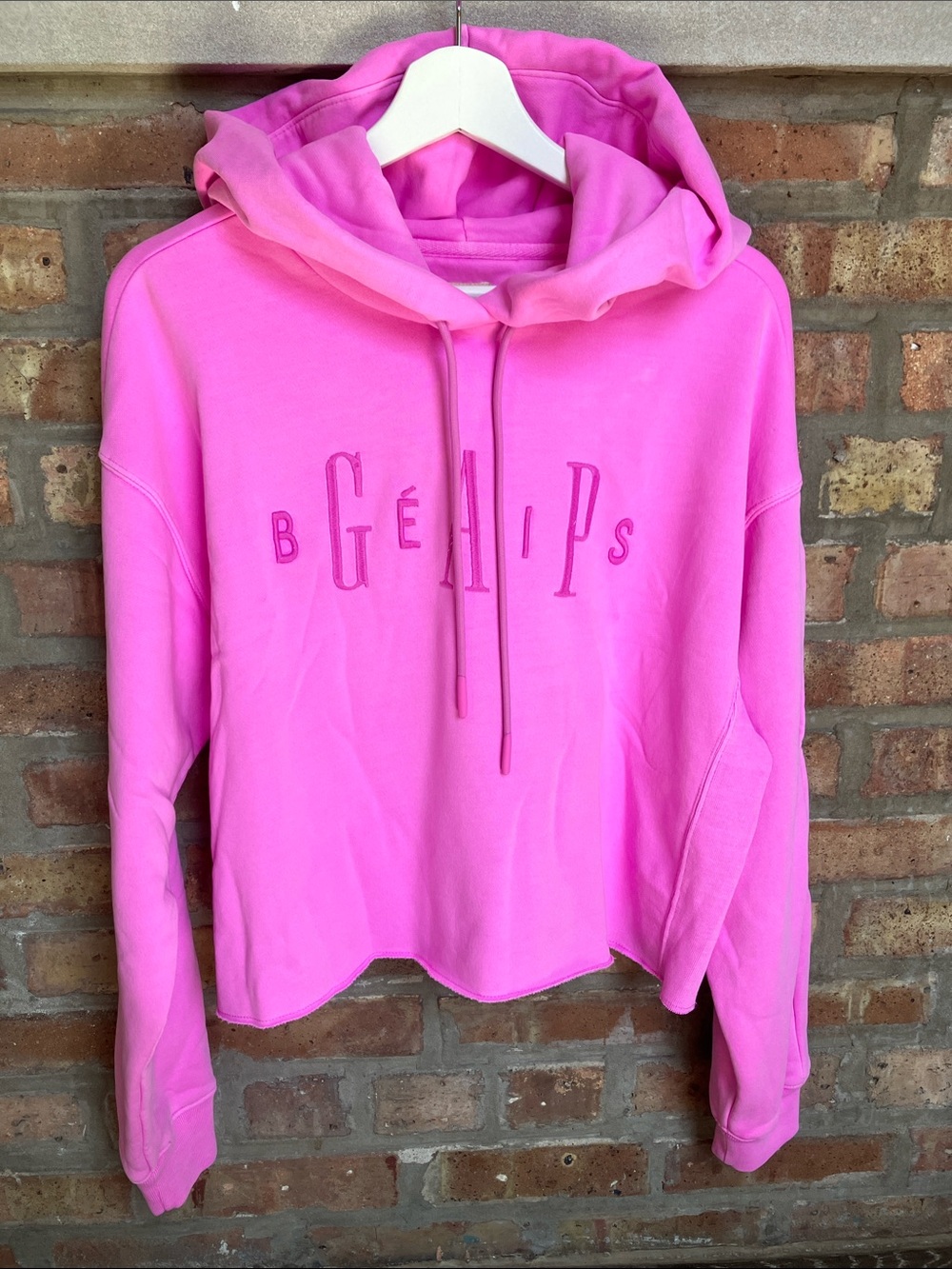 vibrant pink Gap x Béis oversized cropped hoodie